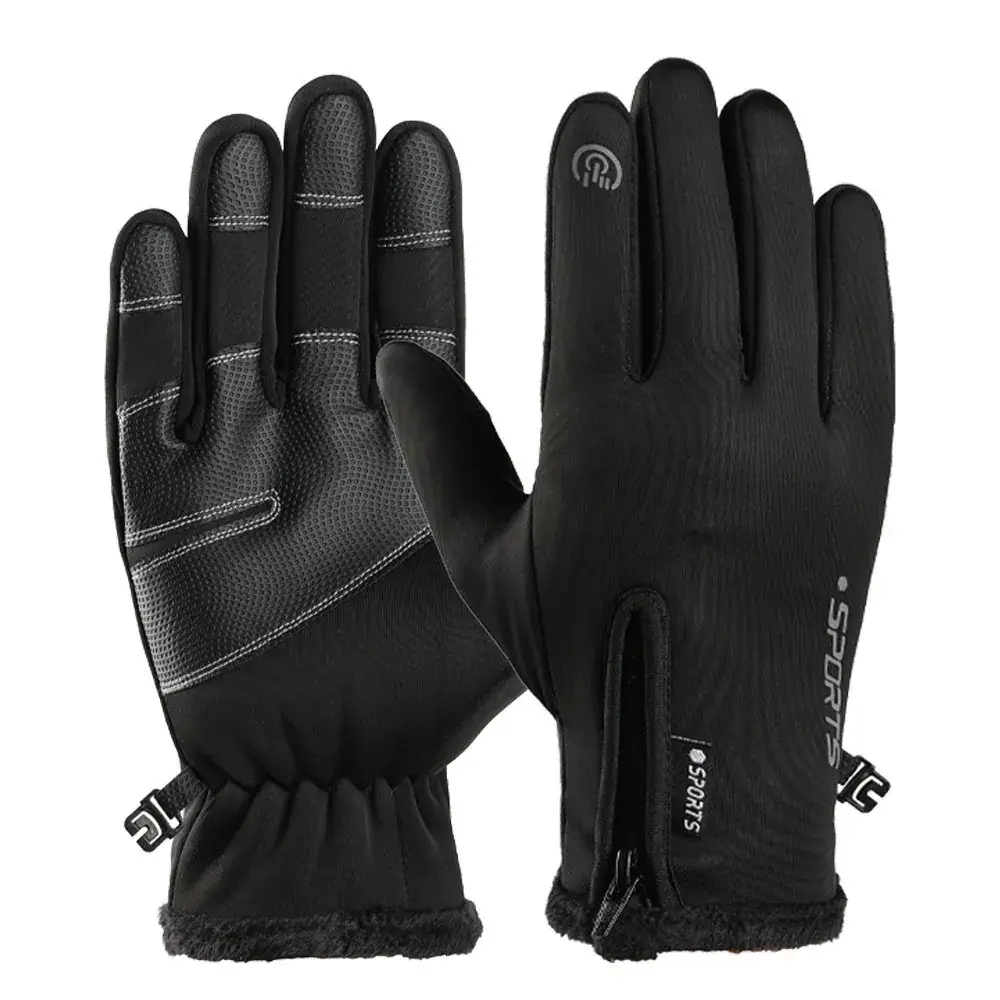 Men Winter Touch Screen Gloves Zipper Fleece Waterproof Full Finger - Image 20
