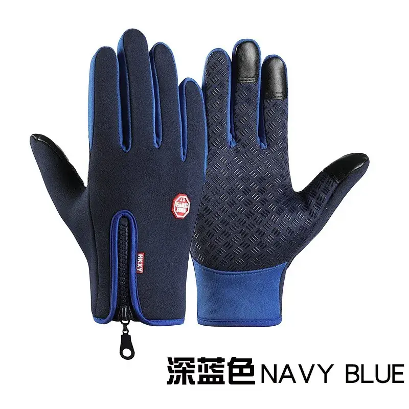 Men Winter Touch Screen Gloves Zipper Fleece Waterproof Full Finger - Image 4