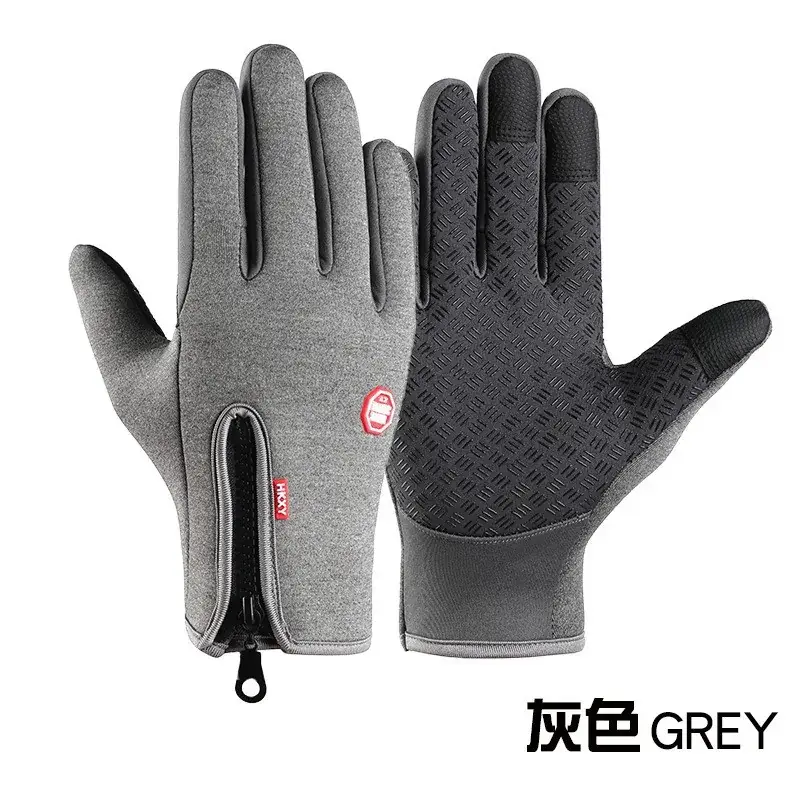 Men Winter Touch Screen Gloves Zipper Fleece Waterproof Full Finger - Image 6