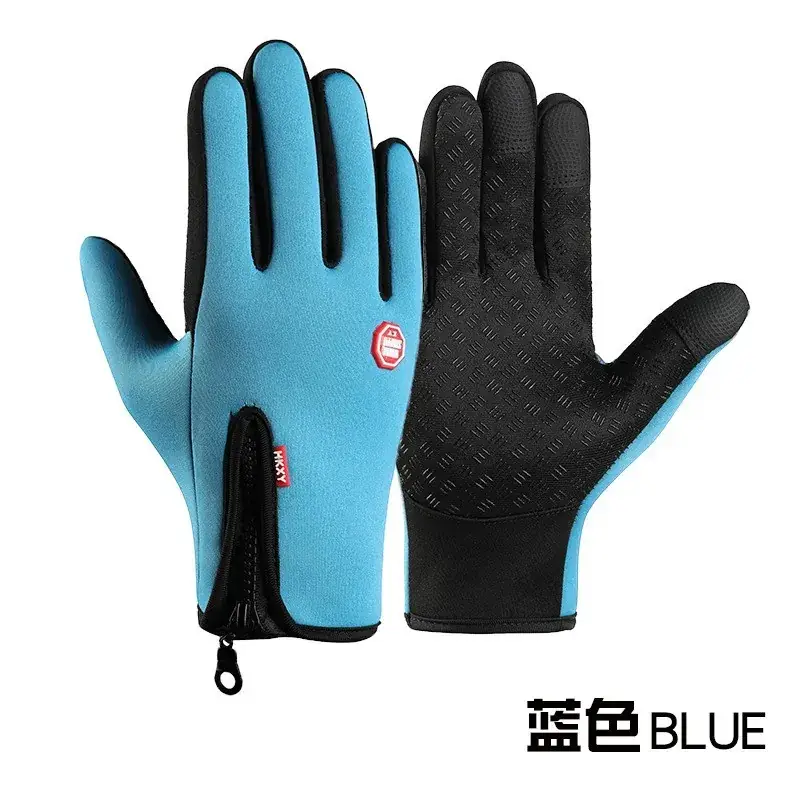 Men Winter Touch Screen Gloves Zipper Fleece Waterproof Full Finger - Image 7
