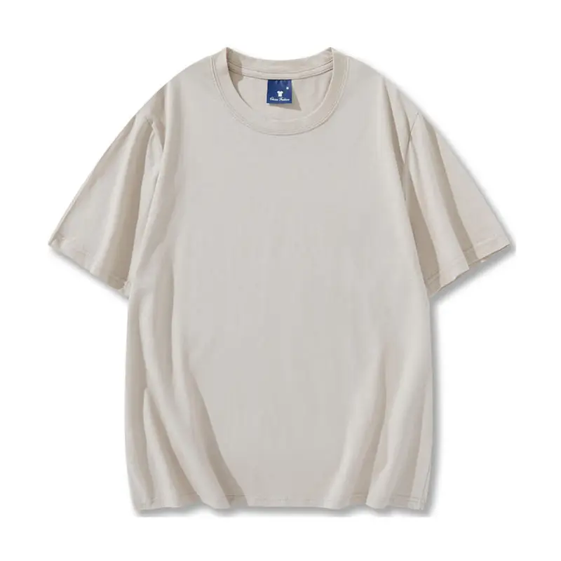 Light Blue Wash Cotton Round Neck T-Shirt for Men Women