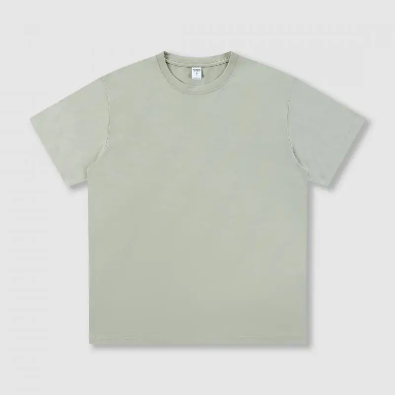 Light Blue Wash Cotton Round Neck T-Shirt for Men Women