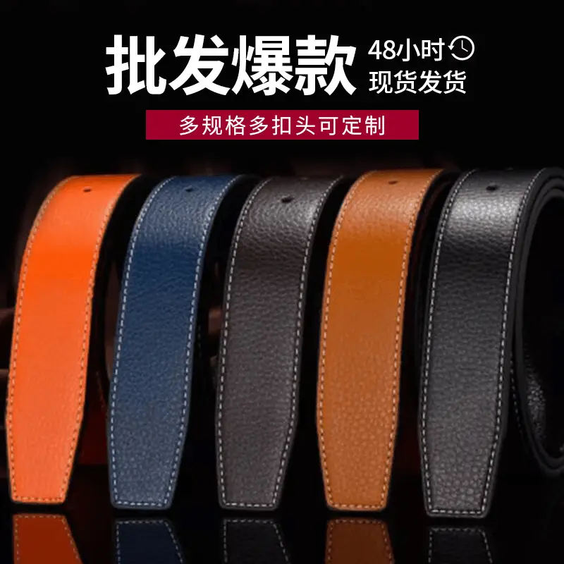 Men's Genuine Leather Belt with Black Buckle Head - Image 6