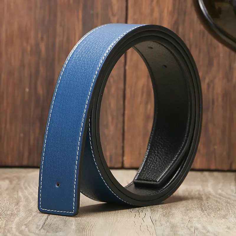 Men's Genuine Leather Belt with Black Buckle Head - Image 7