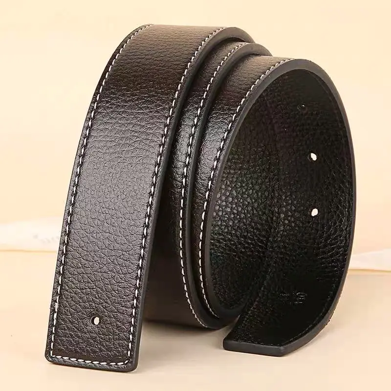 Men's Genuine Leather Belt with Black Buckle Head - Image 9