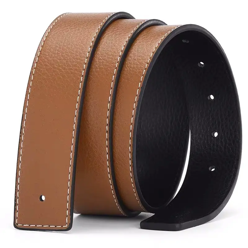 Men's Genuine Leather Belt with Black Buckle Head - Image 10