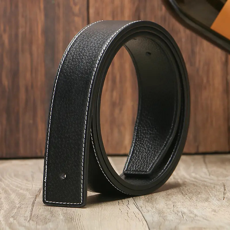 Men's Genuine Leather Belt with Black Buckle Head - Image 2