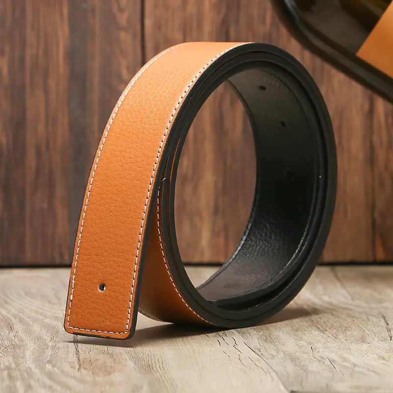 Men's Genuine Leather Belt with Black Buckle Head - Image 4