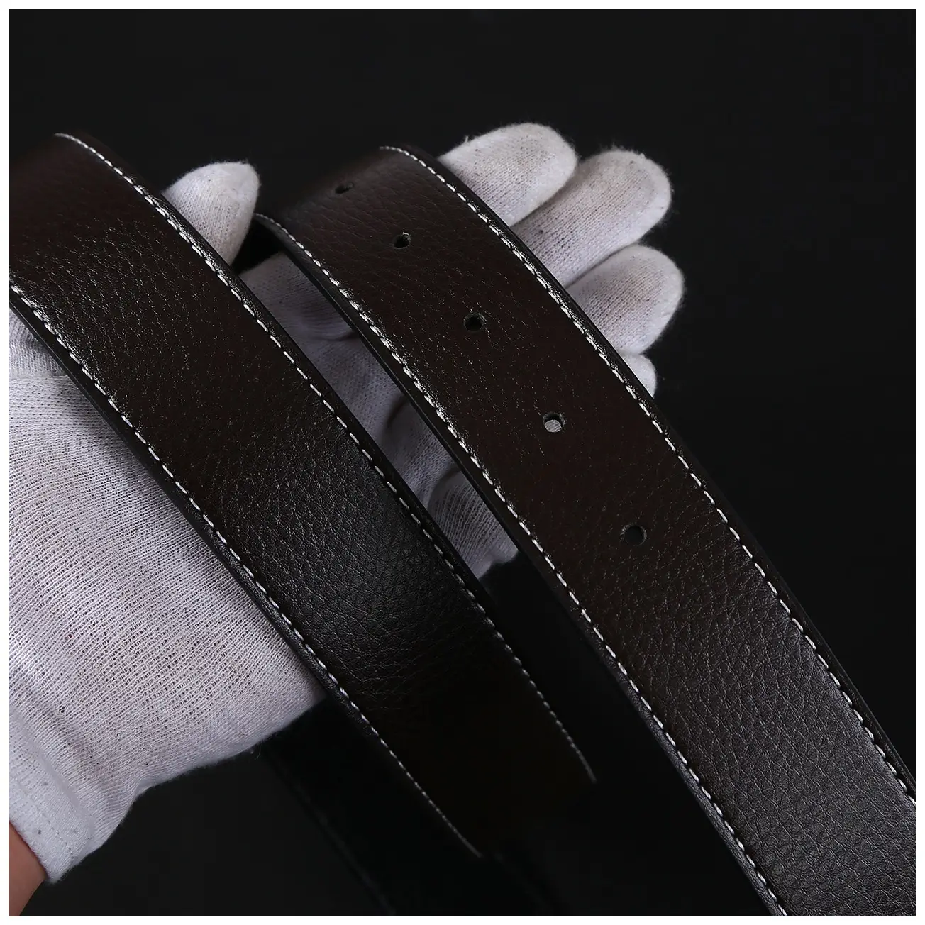 Men's Genuine Leather Belt with Black Buckle Head - Image 5