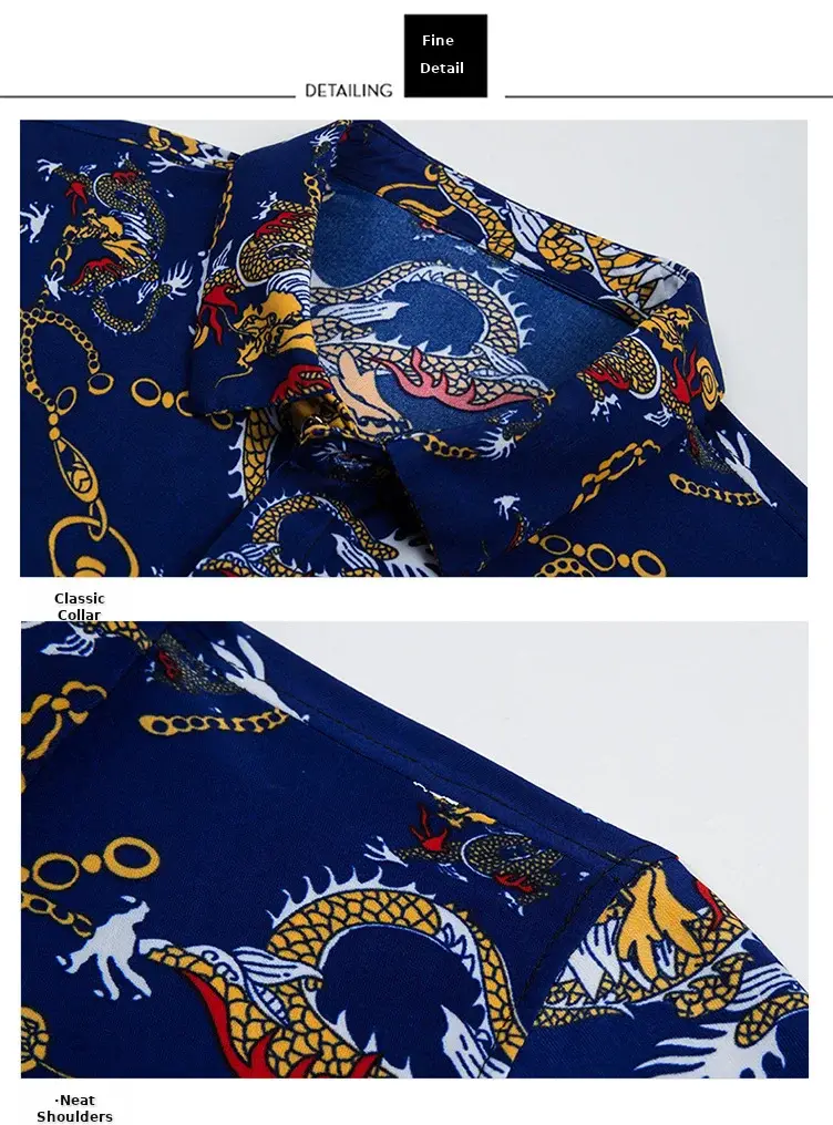 Beach Dragon Print Shirt for Men Black Short Sleeve — feature 16