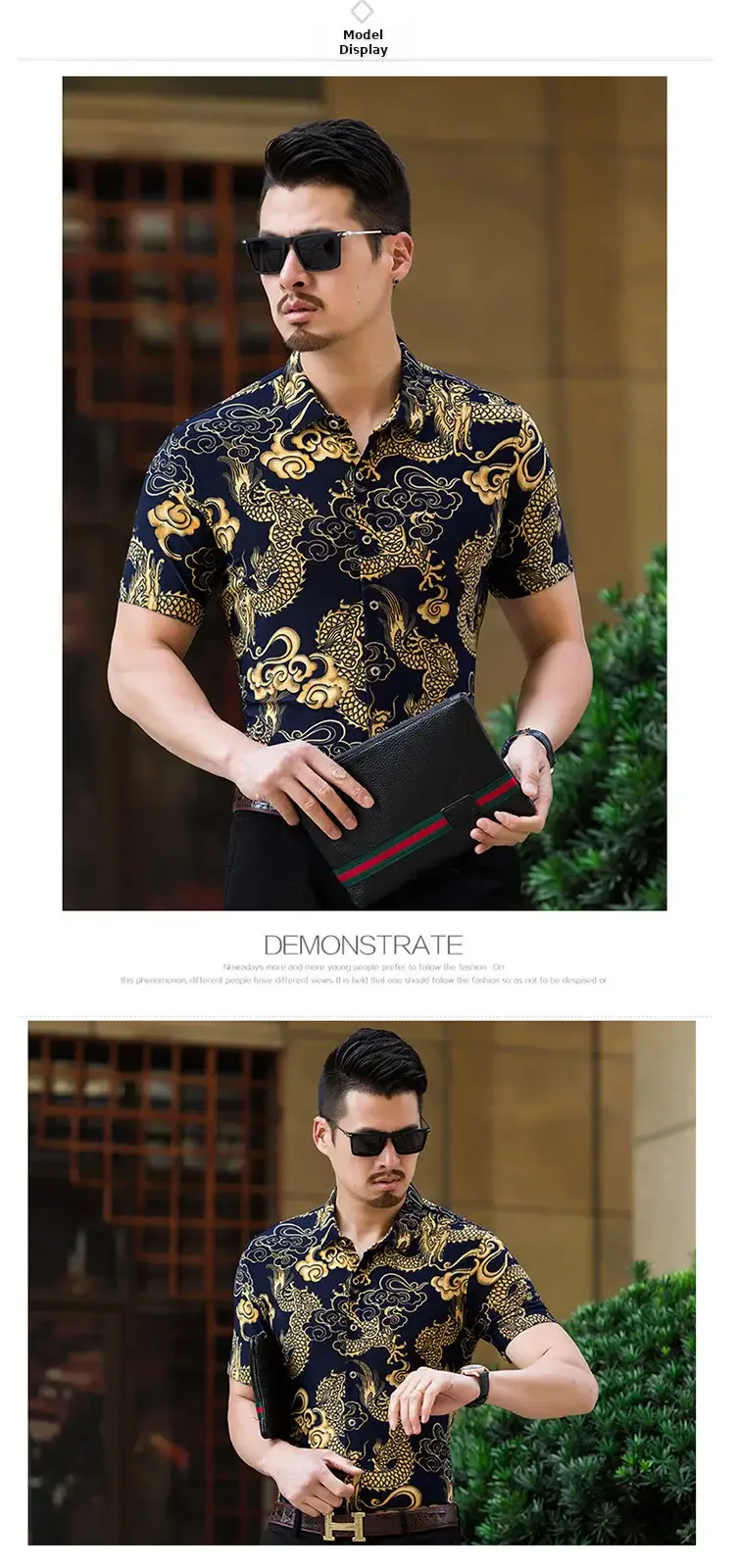 Beach Dragon Print Shirt for Men Black Short Sleeve — feature 20