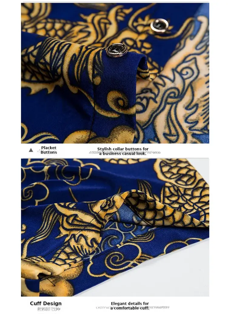 Beach Dragon Print Shirt for Men Black Short Sleeve — feature 22