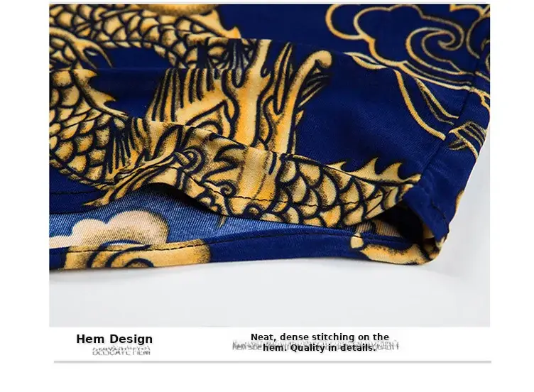 Beach Dragon Print Shirt for Men Black Short Sleeve — feature 23