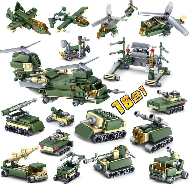 Kids Military Building Blocks 16-in-1 Set