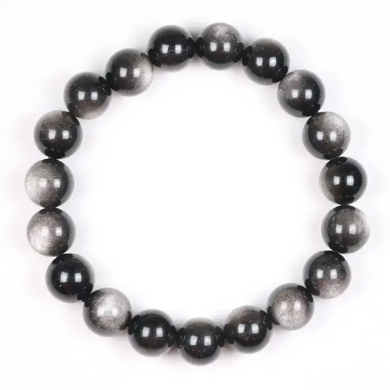 Natural Silver Obsidian Single Ring Bracelet - Image 5