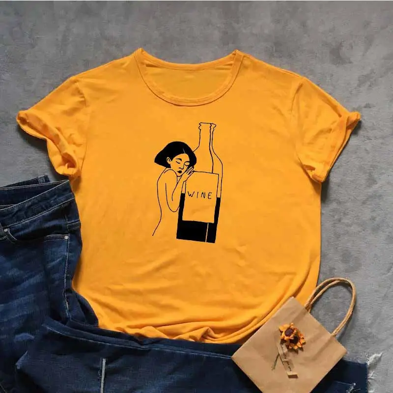 Women's Graphic T-Shirt with Wine Bottle Design - Image 5