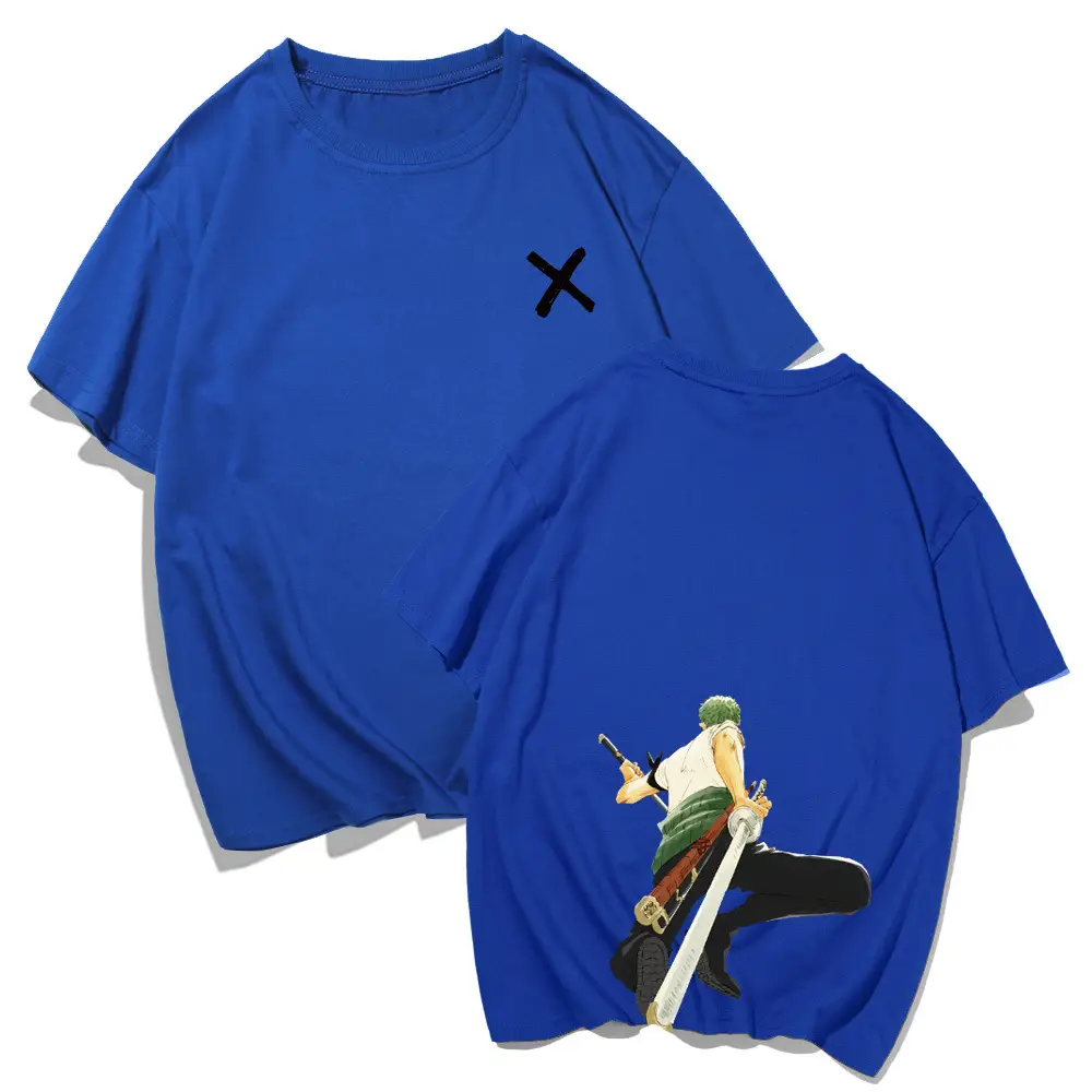 Men White Anime T-Shirt Shorts Set Summer Casual