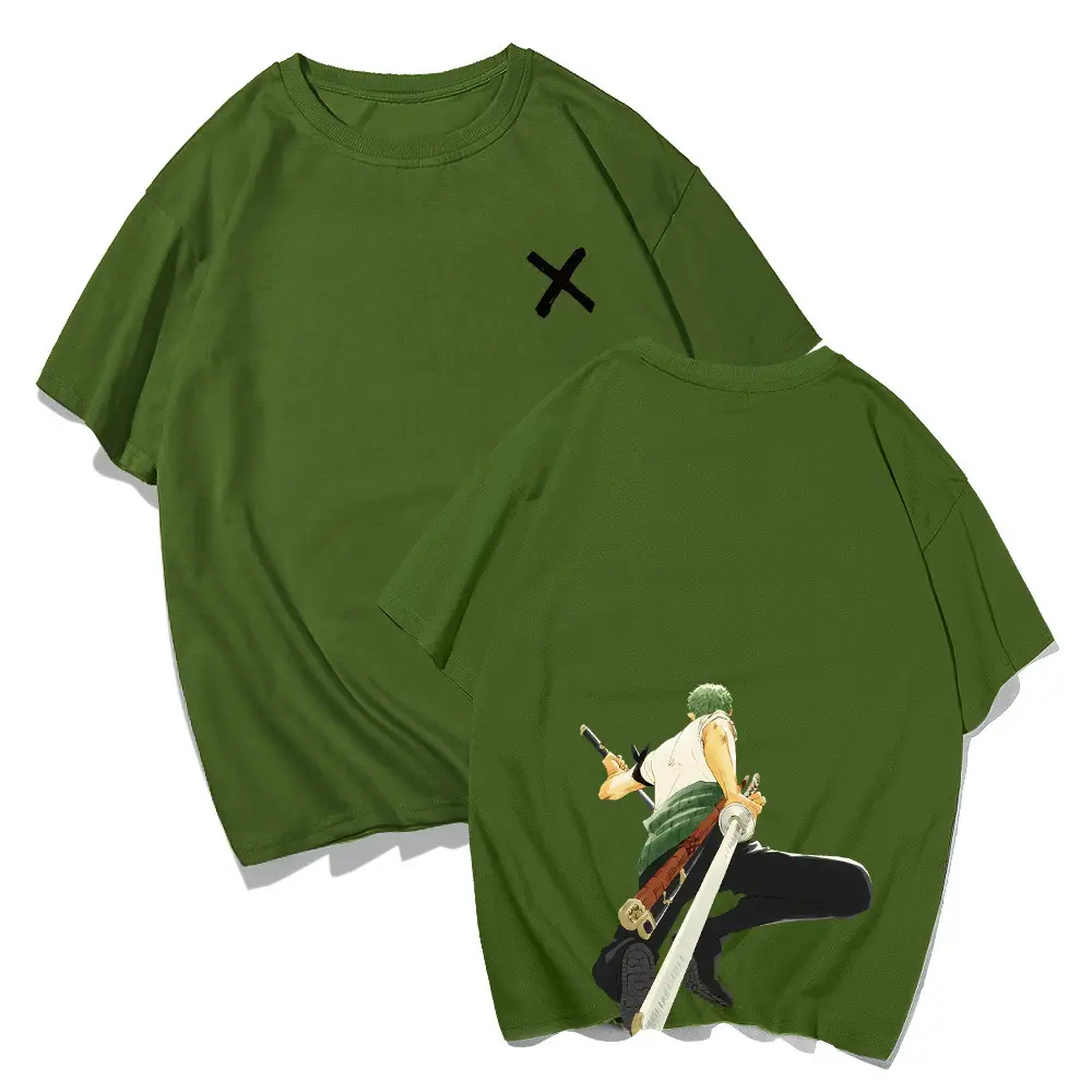 Men White Anime T-Shirt Shorts Set Summer Casual