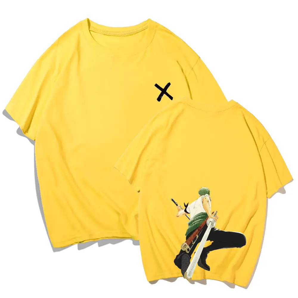 Men White Anime T-Shirt Shorts Set Summer Casual