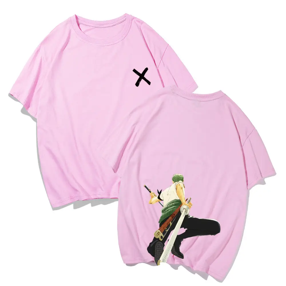 Men White Anime T-Shirt Shorts Set Summer Casual