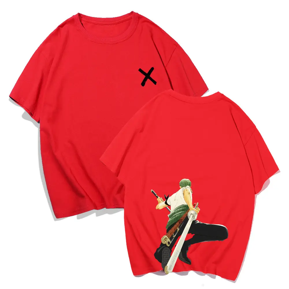 Men White Anime T-Shirt Shorts Set Summer Casual