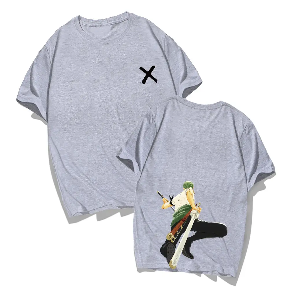 Men White Anime T-Shirt Shorts Set Summer Casual