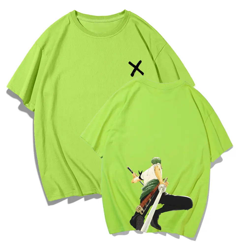 Men White Anime T-Shirt Shorts Set Summer Casual