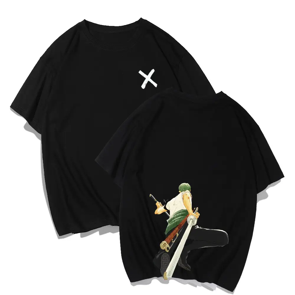Men White Anime T-Shirt Shorts Set Summer Casual