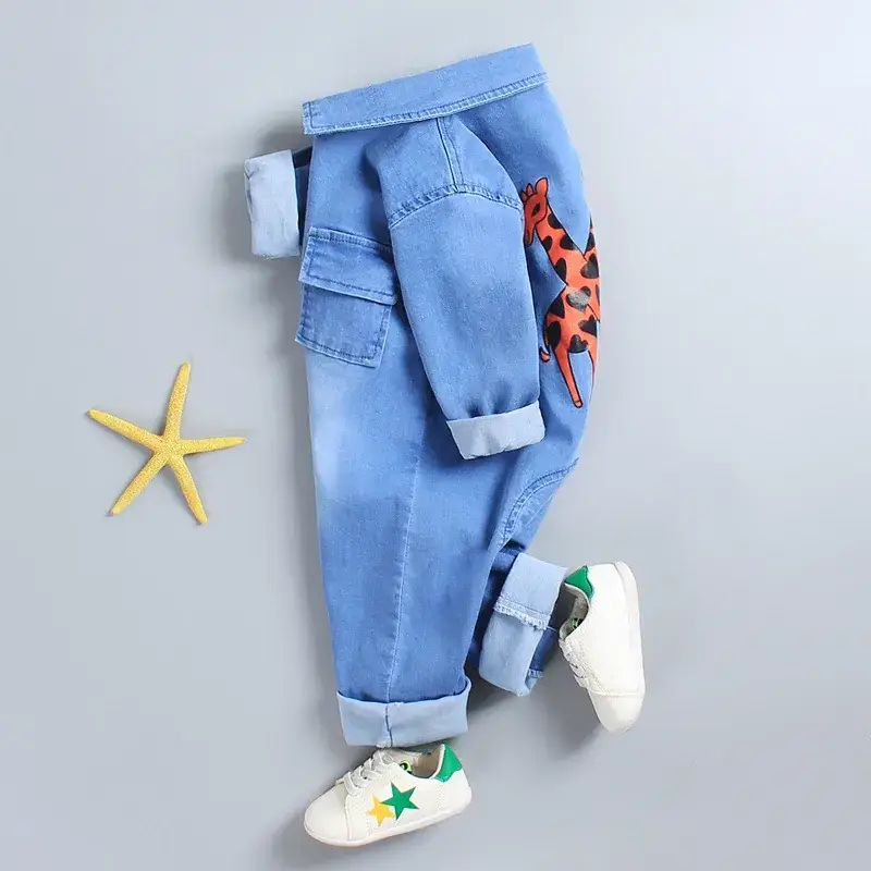 Baby Denim One-Piece Suit Blue Long Sleeve Romper - Image 7