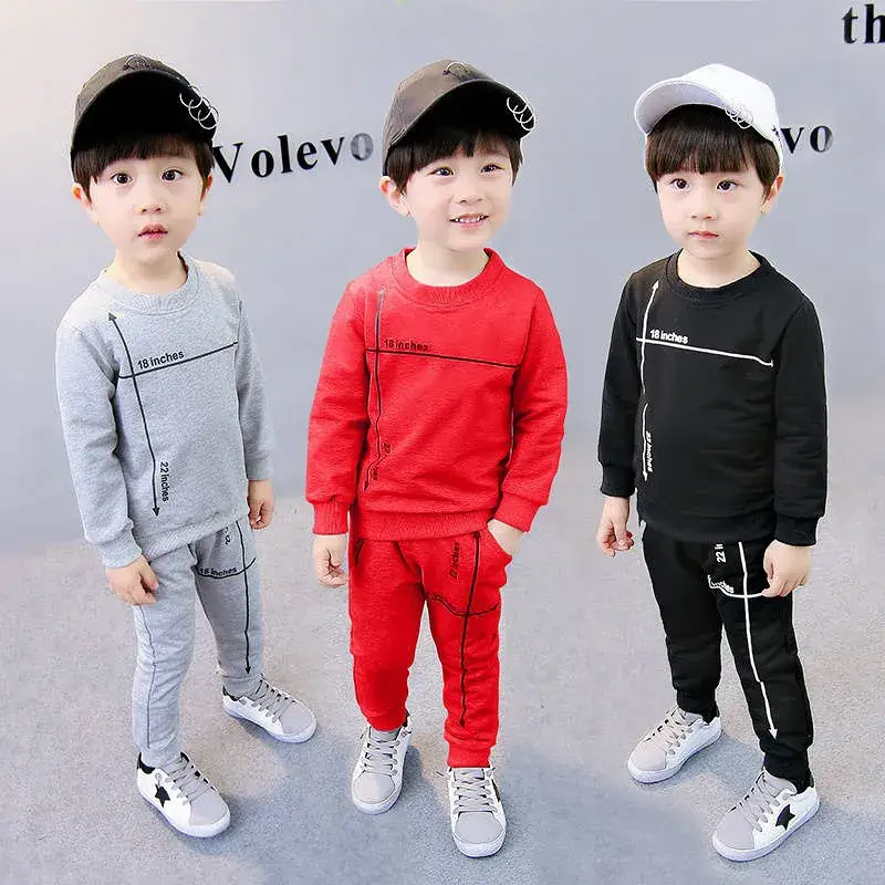 New Korean Style Baby Boys Suit Black Gray Cotton 2-Piece - Image 12
