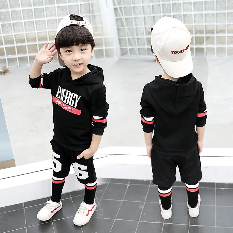 New Korean Style Baby Boys Suit Black Gray Cotton 2-Piece - Image 14