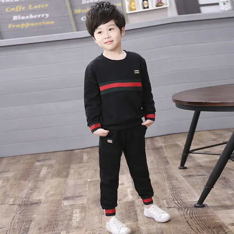 New Korean Style Baby Boys Suit Black Gray Cotton 2-Piece - Image 8