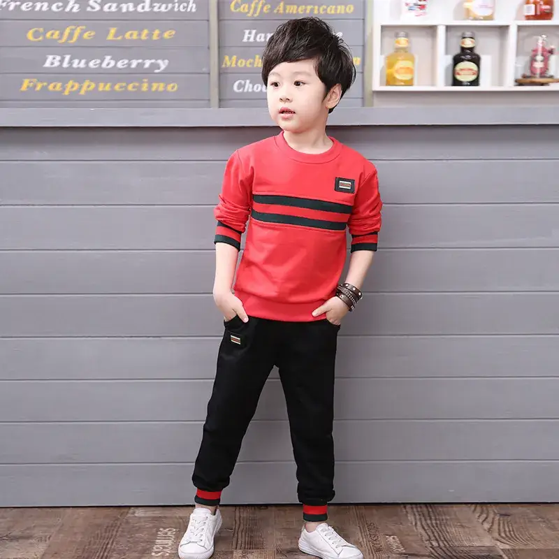 New Korean Style Baby Boys Suit Black Gray Cotton 2-Piece - Image 9