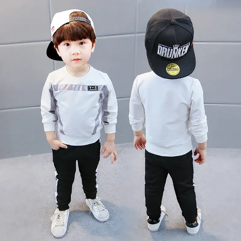 New Korean Style Baby Boys Suit Black Gray Cotton 2-Piece - Image 5