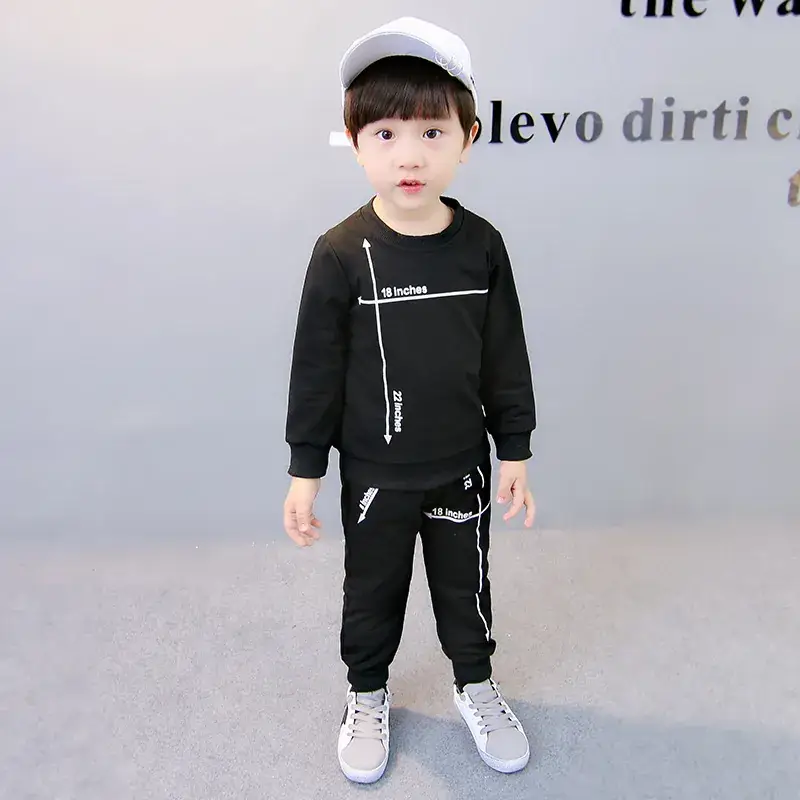 New Korean Style Baby Boys Suit Black Gray Cotton 2-Piece - Image 6