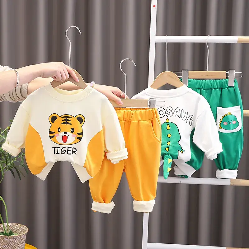 Tiger Print Baby Boys Sweatpants Set Yellow White - Image 4