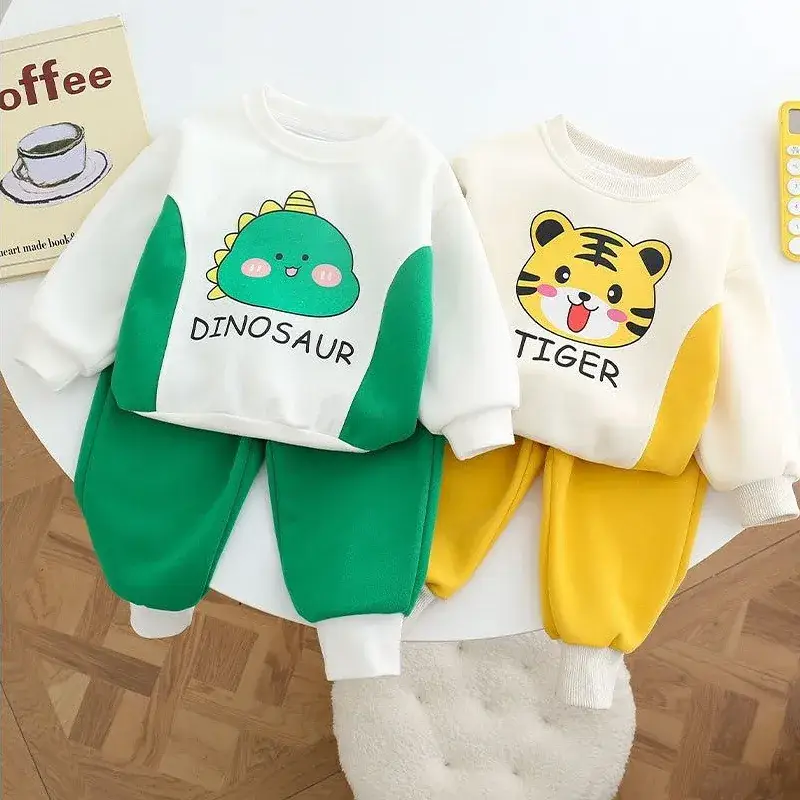 Tiger Print Baby Boys Sweatpants Set Yellow White - Image 6