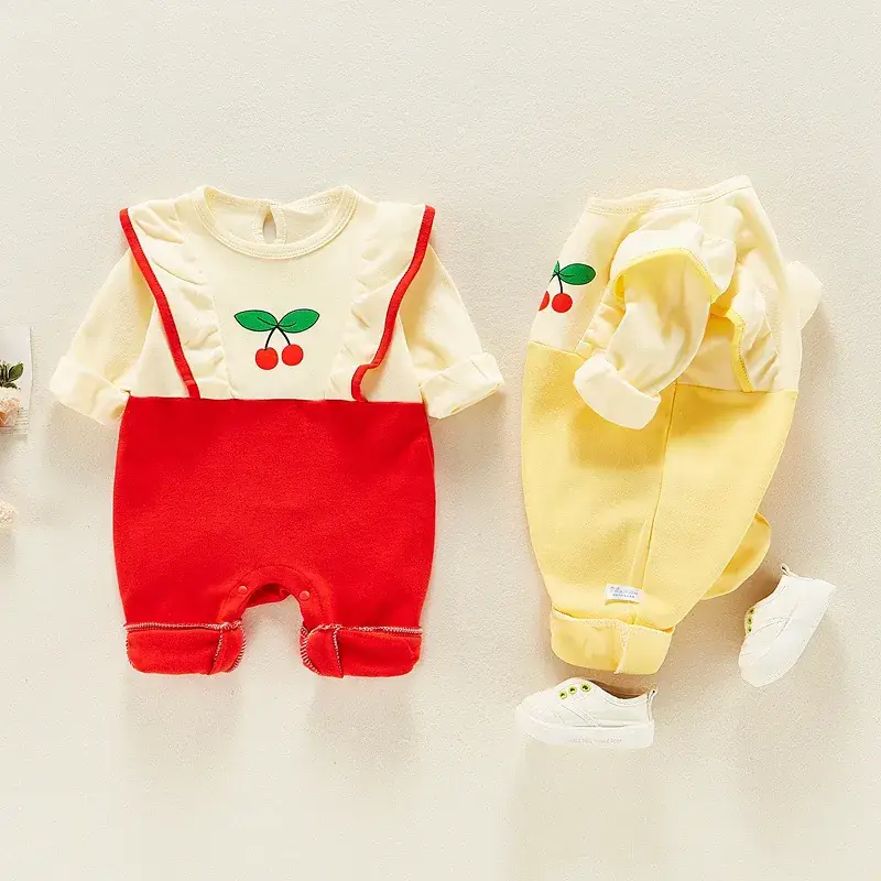 Baby Girl's Orange White Cotton Outfit with Duck Design - Image 9