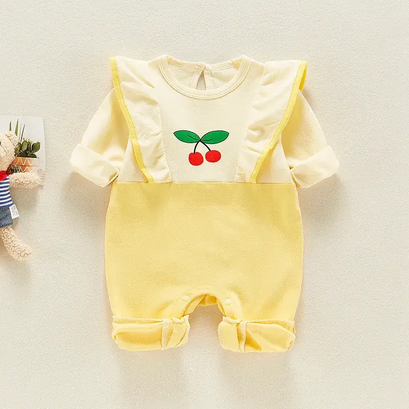 Baby Girl's Orange White Cotton Outfit with Duck Design - Image 4