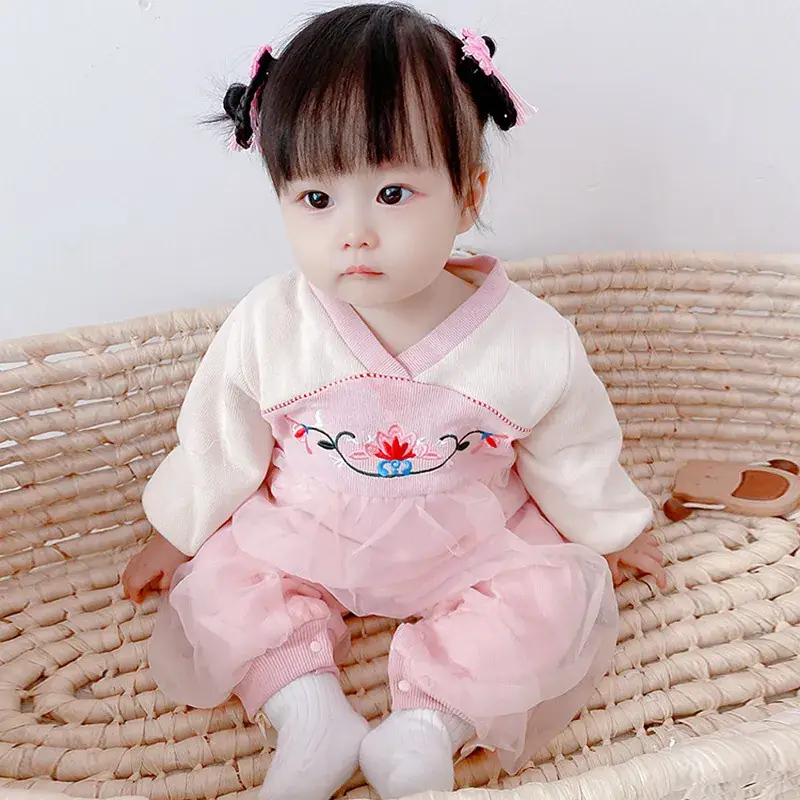 Newborn Baby Conjoined Red Clothes Full Moon Han Dress - Image 4