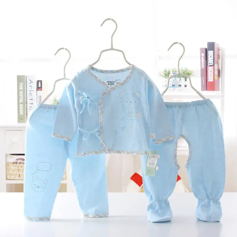 Pink Newborn Baby 3-Piece Pajama Set with Embroidered Design - Image 2