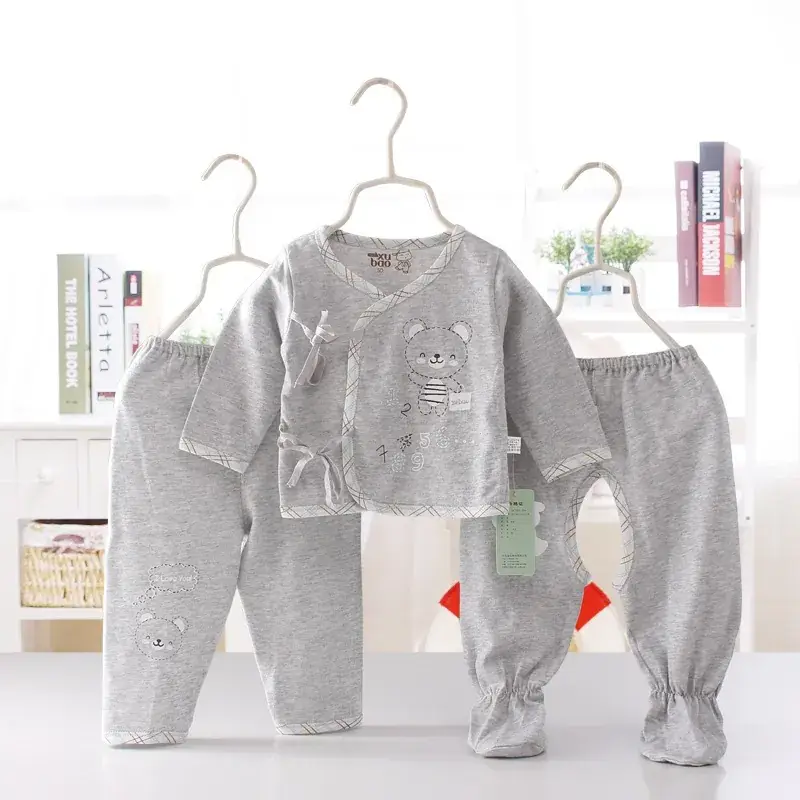 Pink Newborn Baby 3-Piece Pajama Set with Embroidered Design - Image 3