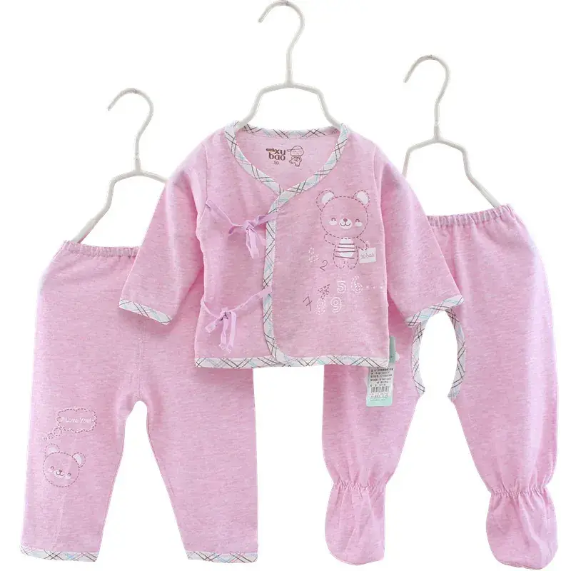 Pink Newborn Baby 3-Piece Pajama Set with Embroidered Design - Image 5