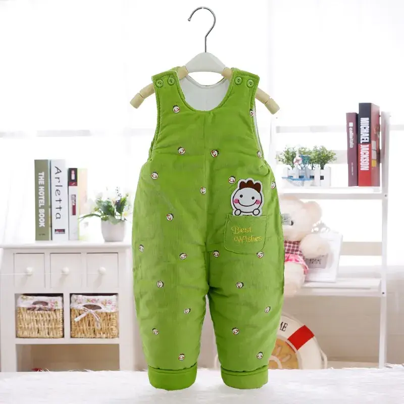 Baby Green Cotton Sling Pants Set with Cute Embroidery - Image 5