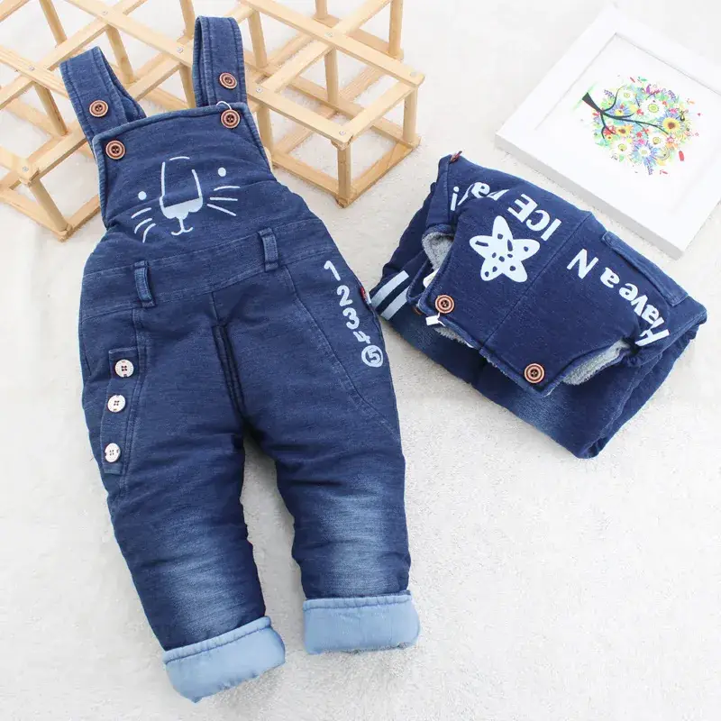 Baby Overlooked Pants Blue Cat Print Fleece Lined - Image 3