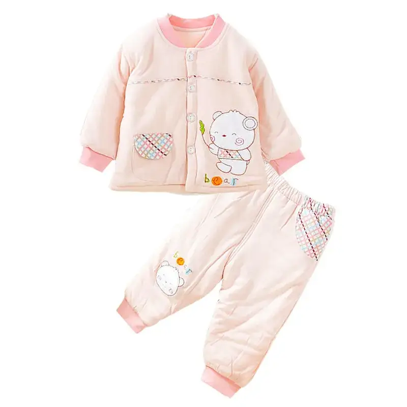 Newborn Baby Warm Coat Suit Light Blue Cotton Padded - Image 5
