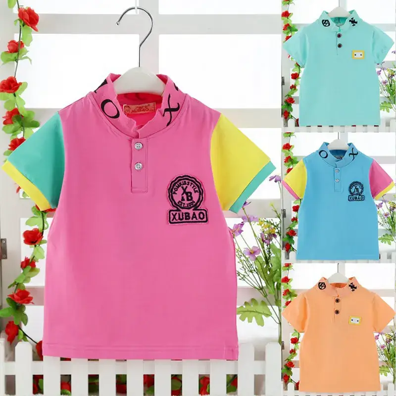 New Korean Style Kids Polo Shirt Turquoise Yellow - Image 6