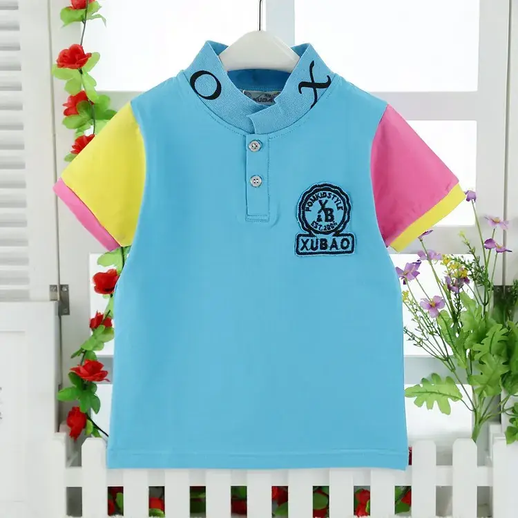 New Korean Style Kids Polo Shirt Turquoise Yellow - Image 3