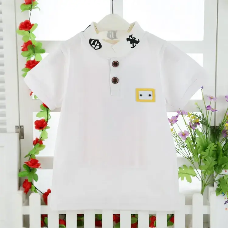 New Korean Style Kids Polo Shirt Turquoise Yellow - Image 4