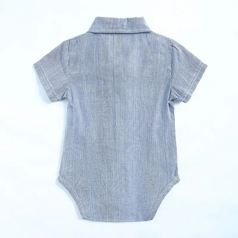 Boys Bow Tie Short Sleeve Shirt With Suspender Pants Set - Image 5